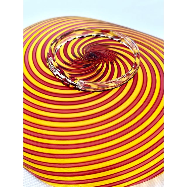 Yellow Vintage Murano Filigrana Stripe Dessert Plates - Set of 4 For Sale - Image 8 of 12