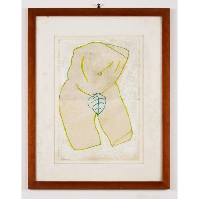 Reinterpretation of Adam is a colored painting realized in the 1990s. Colored mixed media. Unreadable sign on the lower...