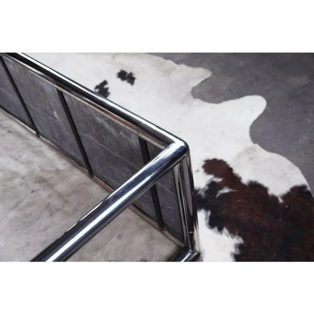 Postmodern Vintage Tubo Chrome and Marble Console Table, 1970 For Sale - Image 3 of 5