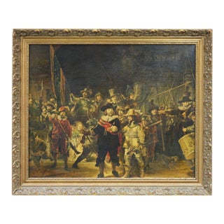 "The Night Watch" by Rembrandt – Print of Original Oil Painting on Canvas – 39.5" X 33" For Sale