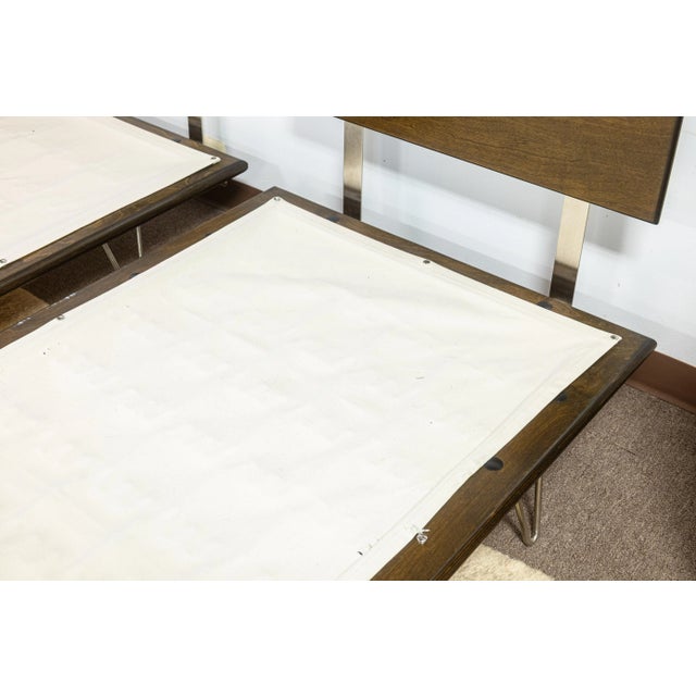 Mid 20th Century Pair of Modernica Case Study Hairpain Leg Walnut Wood Twin Bed Frames For Sale - Image 5 of 8