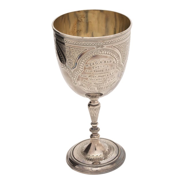 1885 English Sterling Silver Best Merino Ram Trophy Cup For Sale