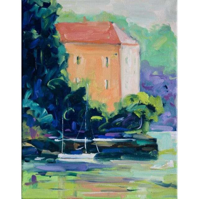 Contemporary Impressionist Oil Painting, Venice Boat For Sale