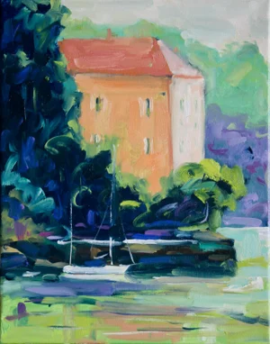Contemporary Impressionist Oil Painting, Venice Boat