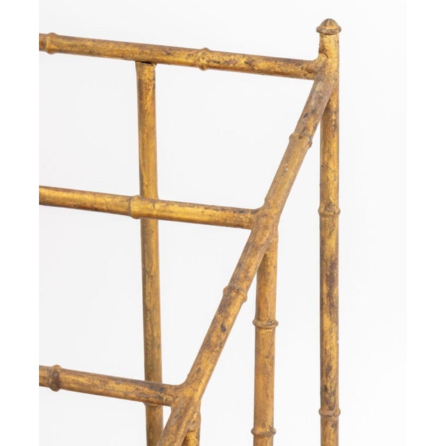 Mid-Century Modern Hollywood Regency Gilt Faux Bamboo Canterbury For Sale - Image 3 of 7