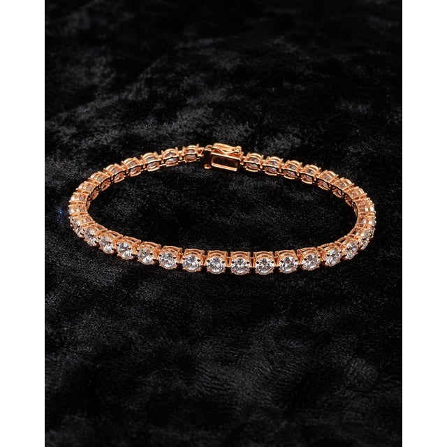 Modern 10k Rose Gold 20-1/2 CTTW Lab-Grown Diamond Tennis Bracelet, 8 In For Sale - Image 3 of 6