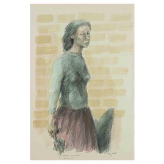 Domenico Purificato, Female Figure, Original Lithograph, 1970s For Sale