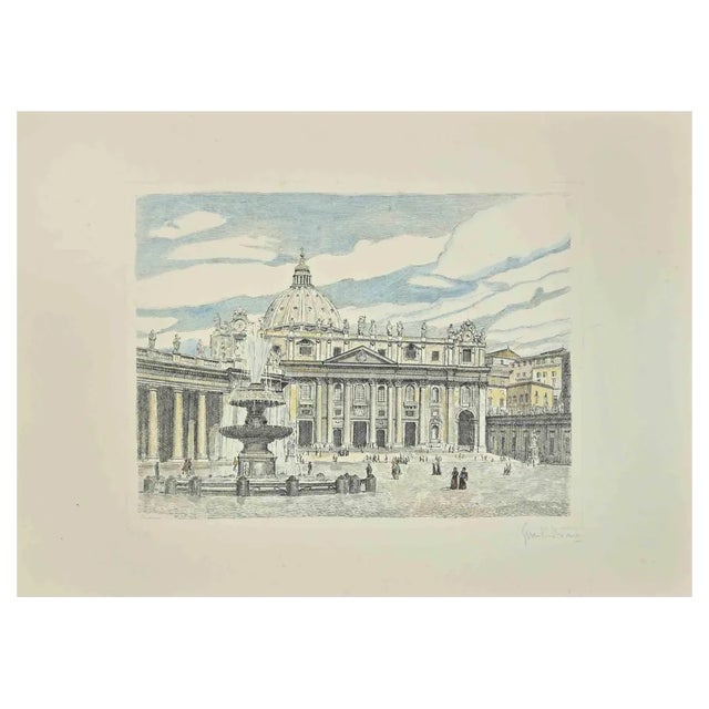 Giuseppe Malandrino, St. Peter's Square, 1970s, Etching For Sale
