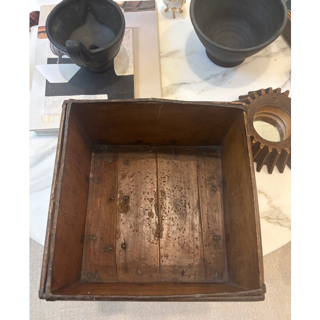 Rustic European Antique 19th Century Dovetailed Wooden Storage Box With Iron Reinforcements For Sale - Image 3 of 12