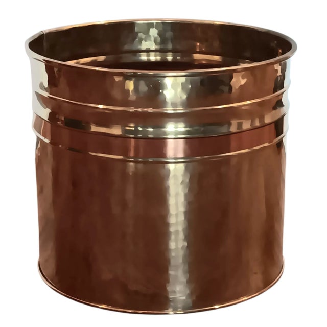 Vintage Brass Planter With Copper Band Made in Ireland 10.5" X 11.75" For Sale - Image 9 of 13