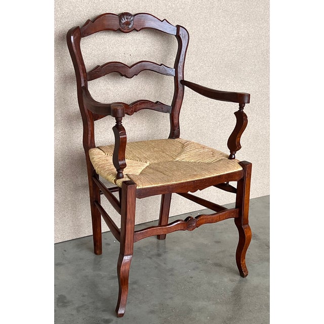 19th Set of Eight Spanish Armchairs With Cane Seat For Sale - Image 4 of 11