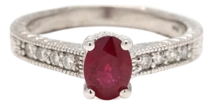 1.16ctw Ruby and Diamond Engagement Ring, 14k White Gold, Ring Size 7.25