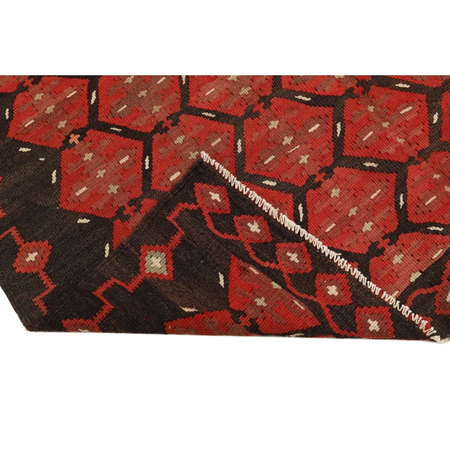 Mid 20th Century Mid 20th Century Red & Brown Vintage Kilim Rug For Sale - Image 5 of 7