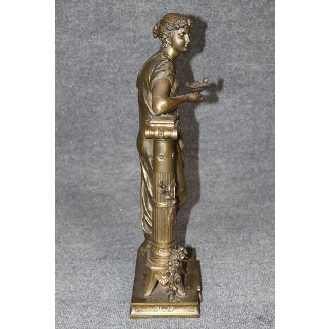 An exceptionally elegant and beautifully executed antique French neoclassical bronze sculpture, signed Dumaige, depicting...