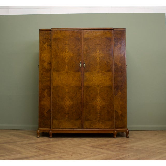 Vintage Art Deco Burr Walnut Wardrobe, 1930s For Sale - Image 13 of 13