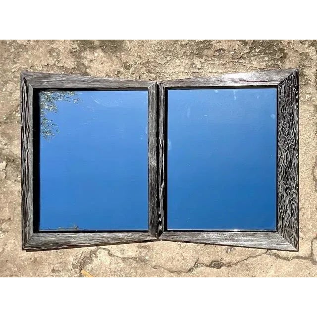 Vintage PostModern Cerused Bow Tie Mirrors - Set of 2 For Sale - Image 4 of 8