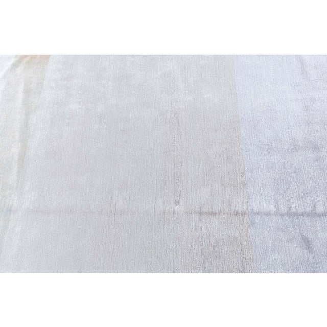 Early 21st Century Modern Stripes Light Gray Handmade Silk Rug "Silversheen" by Doris Leslie Blau For Sale - Image 5 of 8