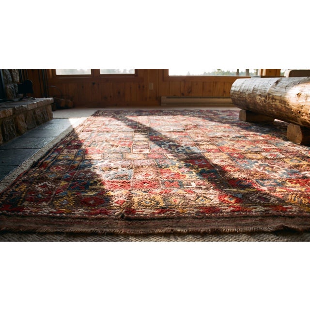 1900s Multicolor Geometric Tribal Antique Persian Quchan Kordi Carpet 5'4'' X 7'8'' Wool Rug For Sale - Image 14 of 15