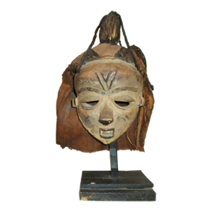 Burlap and Raffia Hair Pende African Mask