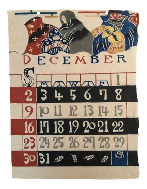 Vintage Japanese Calendar Wall Art December