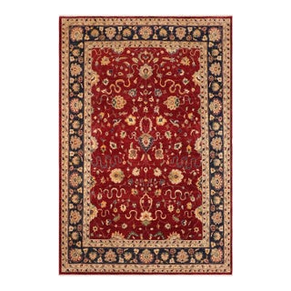 1990s Bohemien Ziegler Red Blue Hand-Knotted Wool Rug - 10'1'' X 13'9'' For Sale