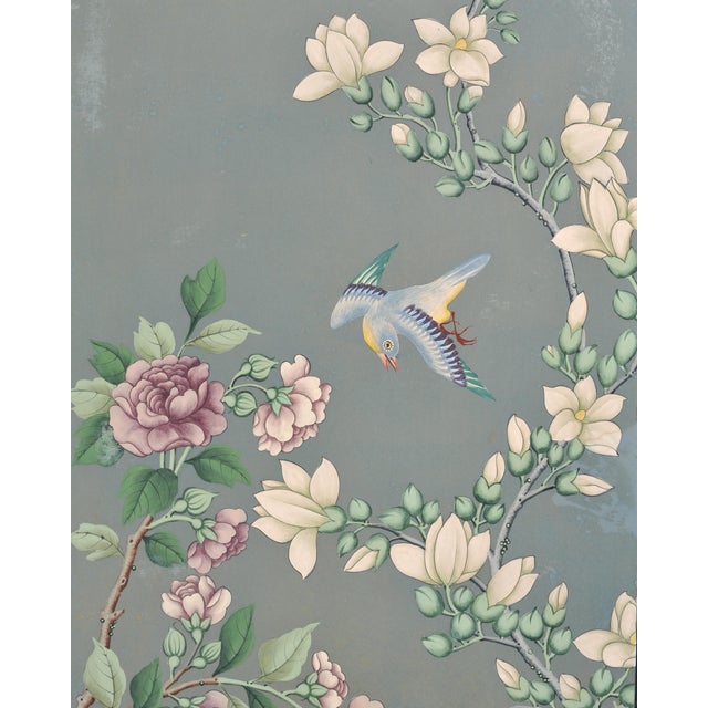 Gracie Style 8 Panel Chinoiserie Painted Wallpaper Screen 12 Ft For Sale In Sacramento - Image 6 of 18