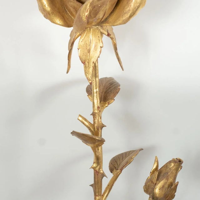 Gold Giltwood Rose Sculpture by Carlos Villegas For Sale - Image 8 of 11
