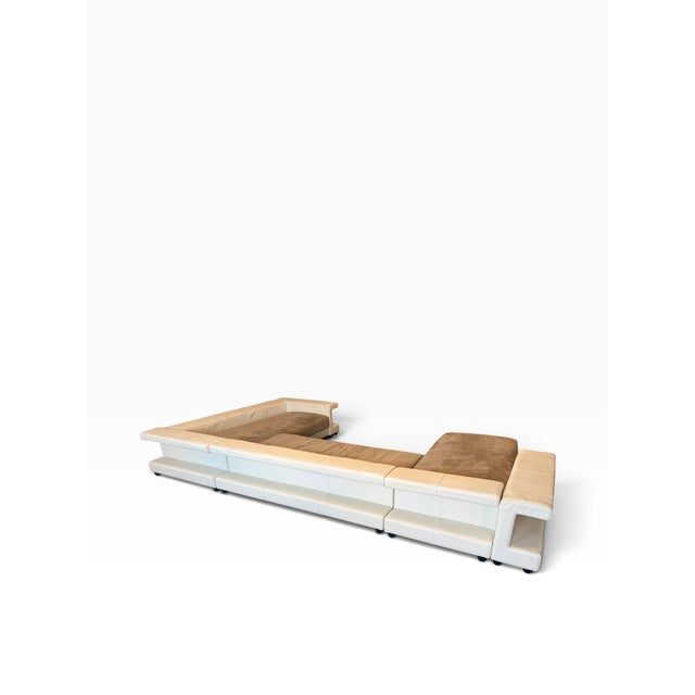 Roche Bobois Monumental White Leather & Suede U-Shaped Sectional Sofa For Sale - Image 11 of 17