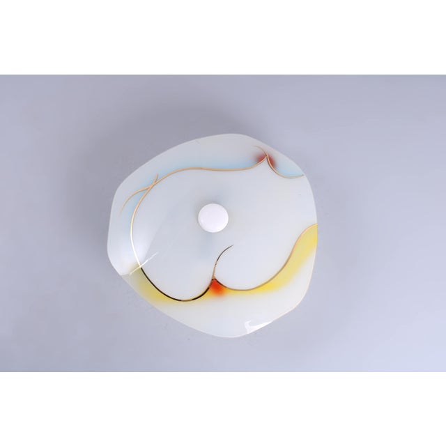Mid-Century Modern Glass Colored Dish Ceiling Lamp, 1950s For Sale - Image 3 of 15