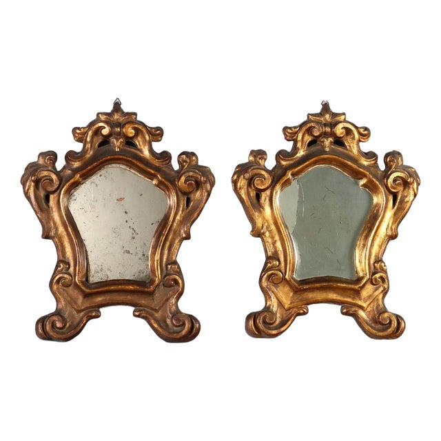 Baroque Giltwood Mirrors, Italy, 18th Century, Set of 2 For Sale
