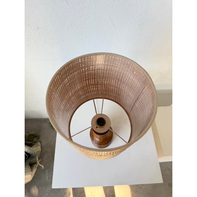 Turned Olive Wood Table Lamp, 1950s For Sale - Image 13 of 17