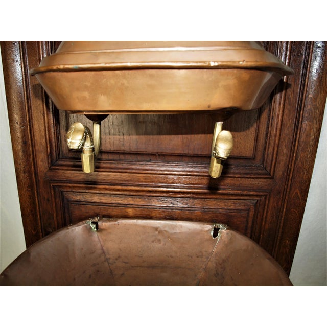 Antique French Hammered Copper & Lavabo Wall Hanging Fountain & Basin Mounted on Door For Sale - Image 4 of 11