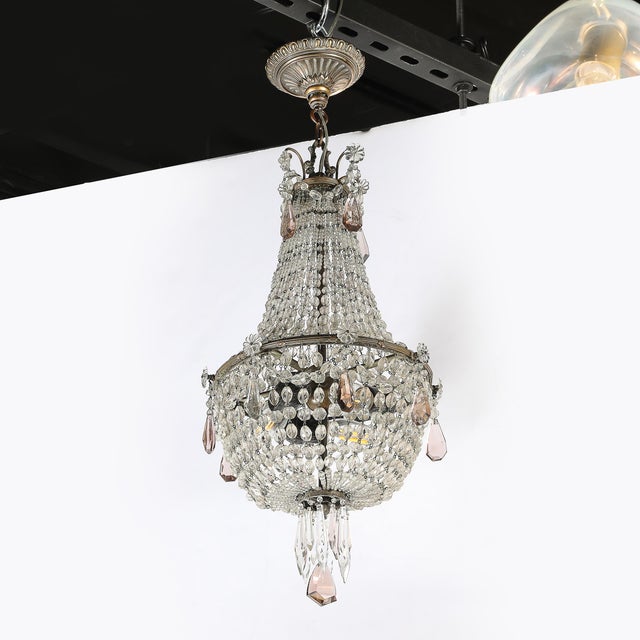 Hollywood Regency Crystal Beaded Chandelier W/ Gilt Bronze Fittings by Baccarat For Sale - Image 11 of 18