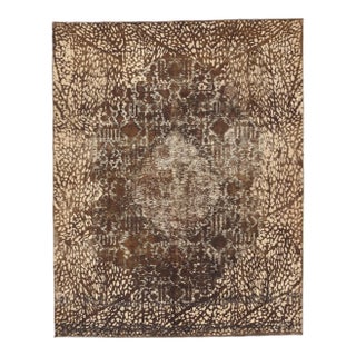 Mid 20th Century Whimsy Cocoa Biophilic Vintage Turkish Rug - 09’11 X 12’06 For Sale