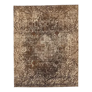 Mid 20th Century Whimsy Cocoa Biophilic Vintage Turkish Rug - 09’11 X 12’06