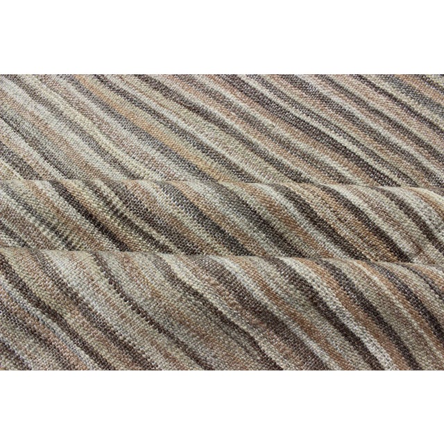 Keivan Woven Arts Modern Kilim With Solid Design in Variation of Gray Tones For Sale - Image 11 of 12