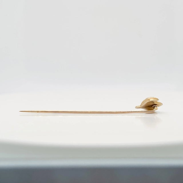 Gold Vintage Late Victorian 10 Karat Gold & Seed Pearl Stick Pin For Sale - Image 8 of 9