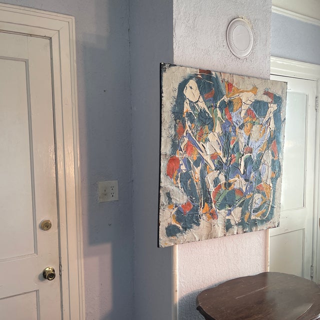 Mid-Century Modern Mid Century Modern Style John Frates , Monumental Abstract Expressionist Painting - Two Figures in a Landscape For Sale - Image 3 of 9