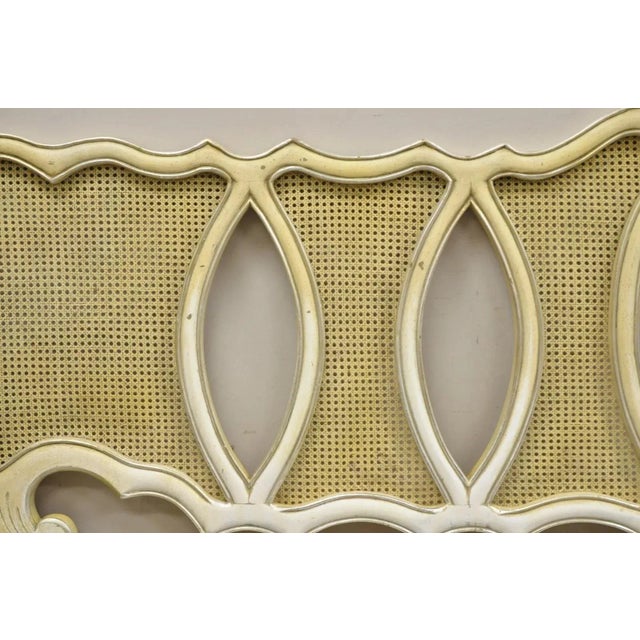Beige Mid 20th Century Vintage French Provincial Hollywood Regency Cream Painted Cane King Headboard For Sale - Image 8 of 11