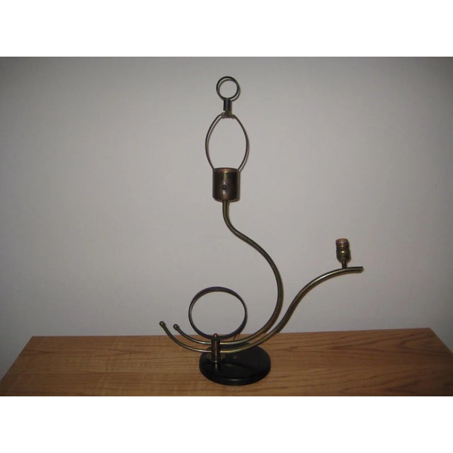 Brass Mid Century Brass Metal Two Original Shade Table Lamp For Sale - Image 8 of 12
