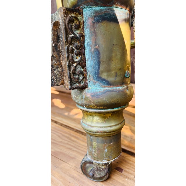 Brass Antique Mixed-Metal Twin Bed Frame With Brass Accents For Sale - Image 8 of 16