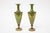 Neoclassical Green Gold 19th Century Crystal Vases, Greek Key Design Attributed Moser - A Pair For Sale - Image 3 of 11