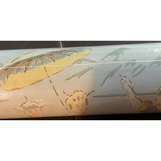 Late 20th Century Schumacher Yangtze Aqua (Sage Colorway) Chinoiserie Wallpaper - 1 Double Roll For Sale - Image 5 of 13