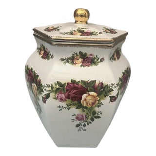 Vintage Royal Albert Bone China Old Country Roses Hexagon Biscuit Jar For Sale