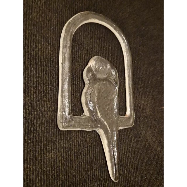 Kosta Boda Mid Century Modern Grand Crystal Parrot on His Perch - Hanging Home Decor/ Sculpture For Sale - Image 4 of 12