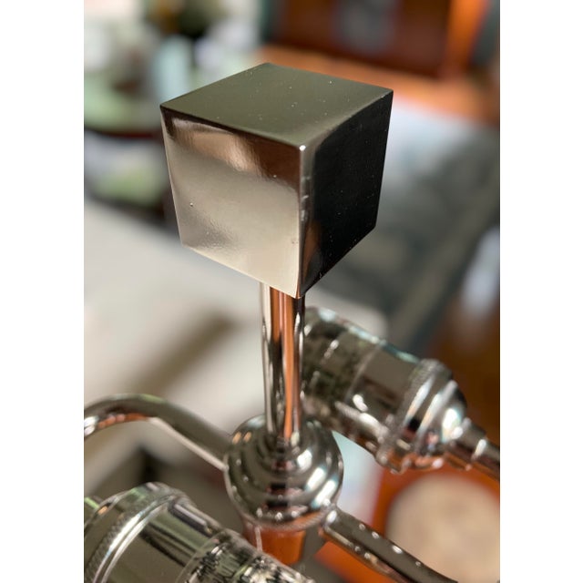 Williams Sonoma Wide Black Crystal Block Lamp – Polished Nickel Hardware For Sale In Richmond - Image 6 of 18