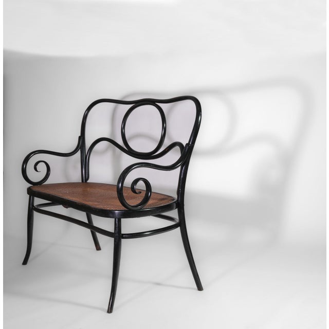 Art Nouveau Bentwood Ebonised Bench No 96 attributed to Thonet, 1900s For Sale - Image 3 of 18