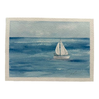 Nancy Smith Signed Original Watercolor Seascape "Sail the Wide Sea" For Sale