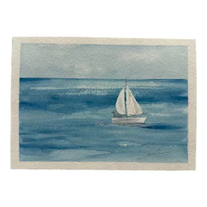 Nancy Smith Signed Original Watercolor Seascape "Sail the Wide Sea"