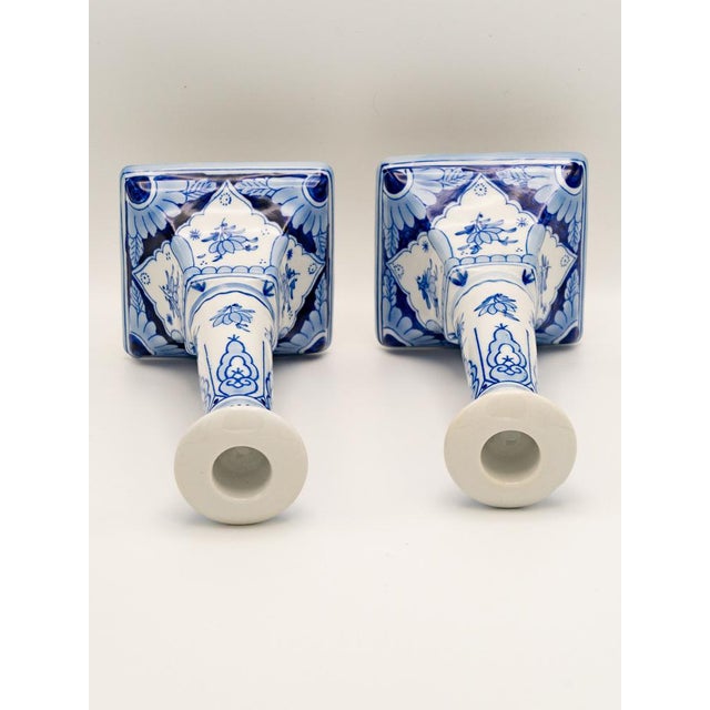 Hand-Painted Candlesticks from Royal Delft, Set of 2 For Sale - Image 6 of 9